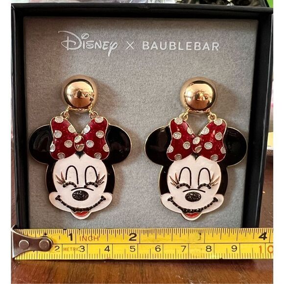 Disney baubleBar large mini mouse face bling dangling earrings - Picture 2 of 3